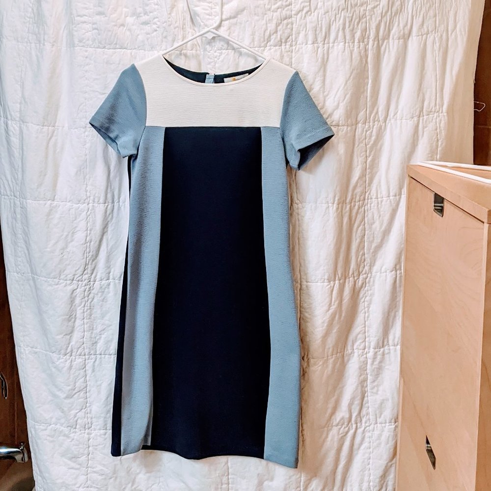 Boden Blue & White Color Block Dress